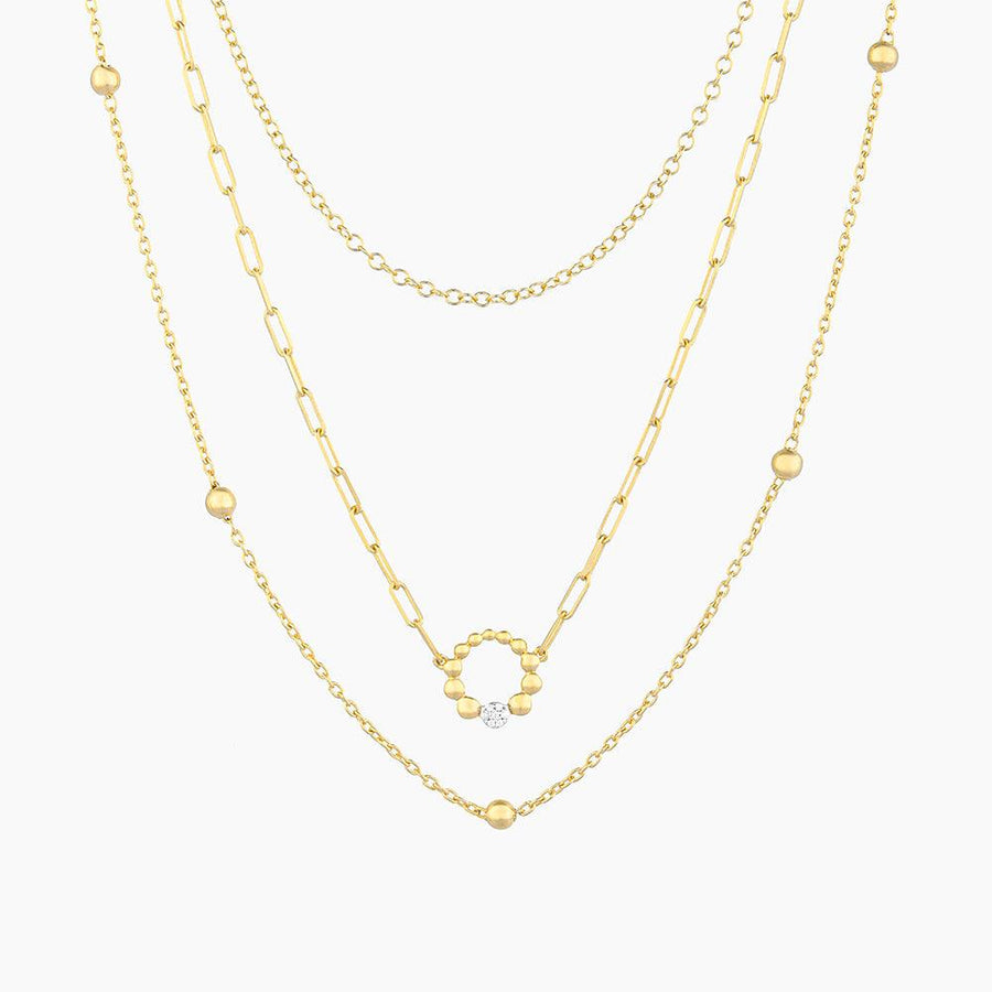 Diamond Beaded Multi Chain Necklace