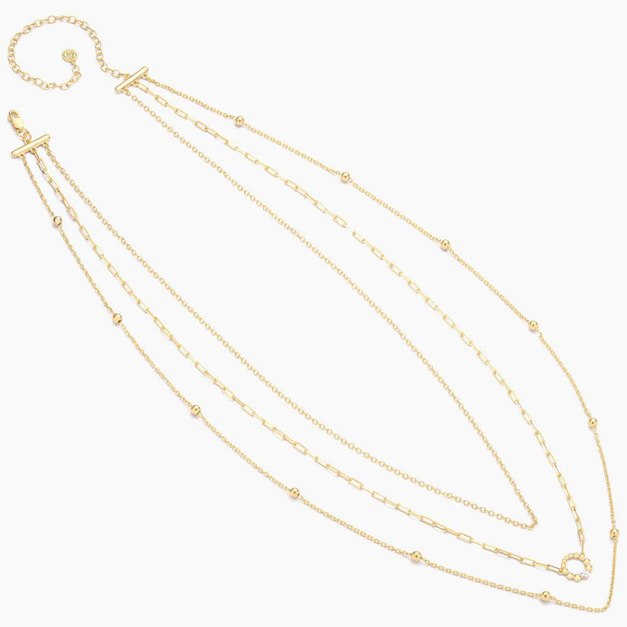 Diamond Beaded Multi Chain Necklace