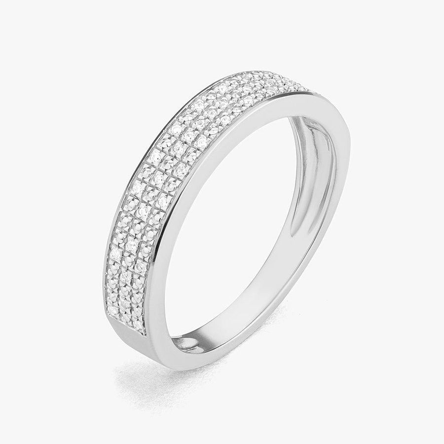 triple band ring with diamonds