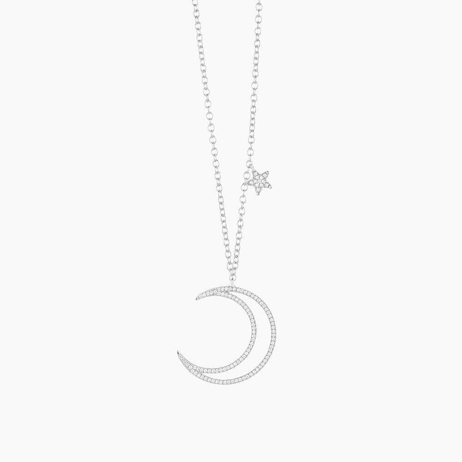  Diamond Crescent Moon And Star Pendant Necklace
