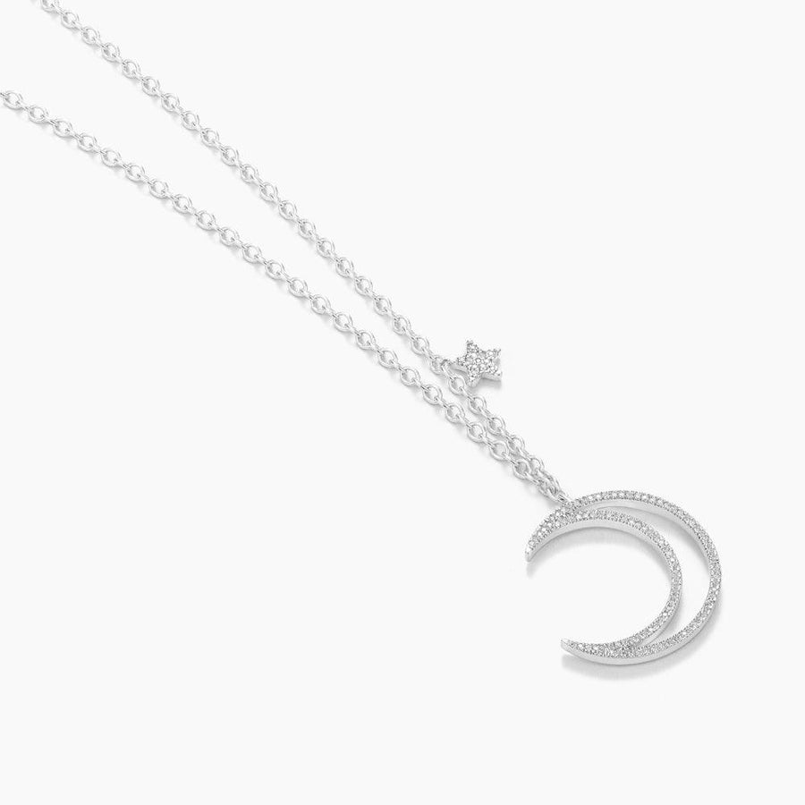  Diamond Crescent Moon And Star Pendant Necklace