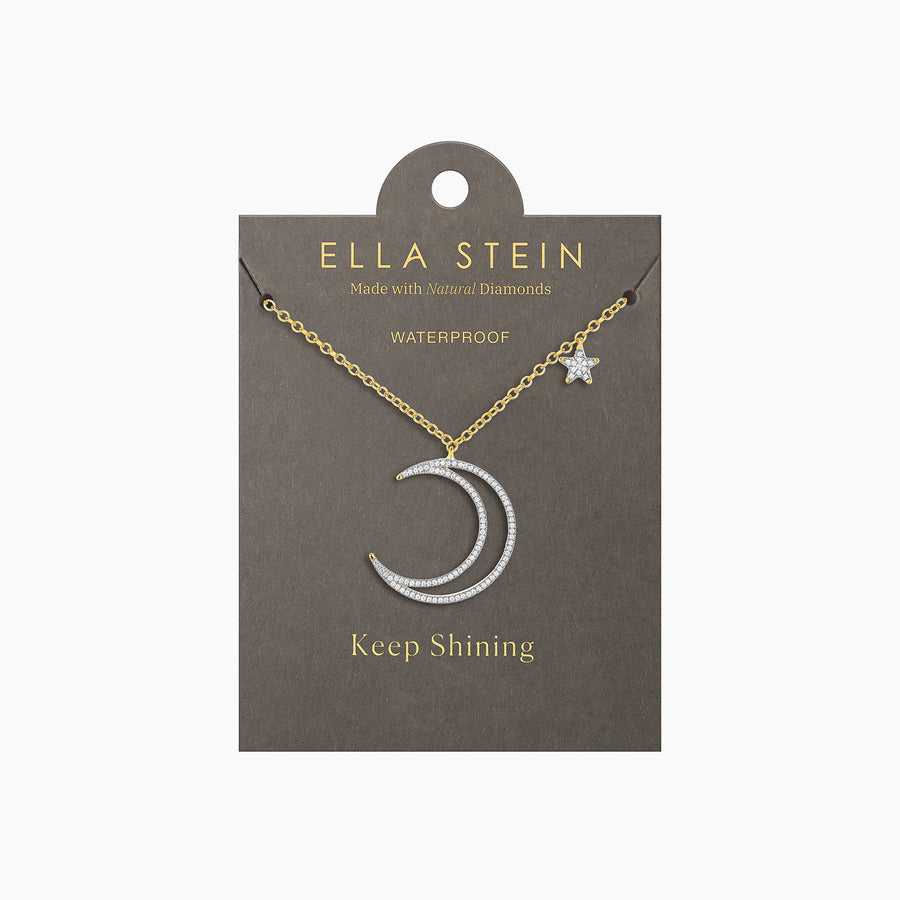 Waterproof Crescent Moon & Star Pendant Necklace