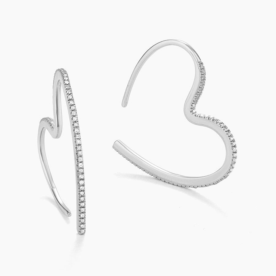 Heart Shaped Diamond Hoop Earrings
