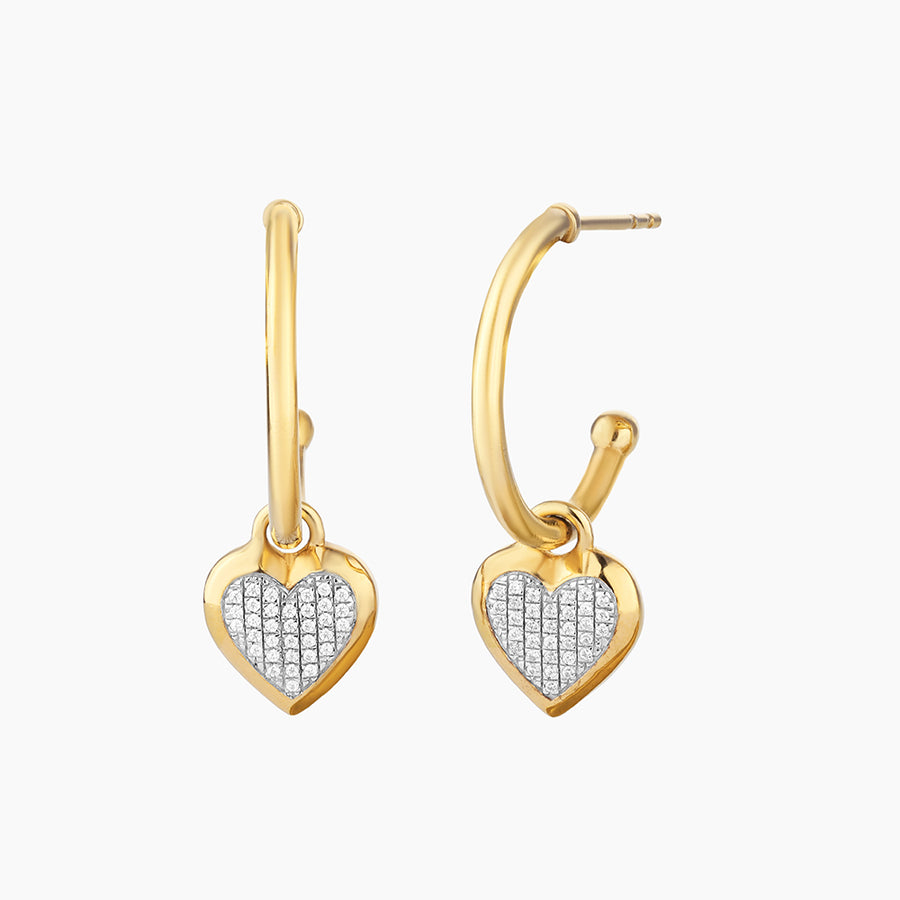 Protected Heart Diamond Hoop Earrings 