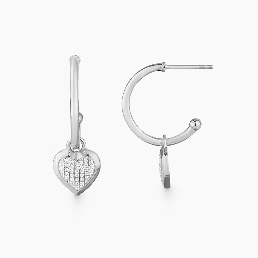 Protected Heart Diamond Hoop Earrings 