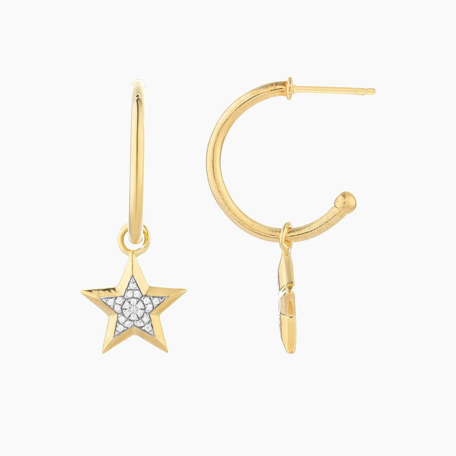 small star diamond hoop earrings
