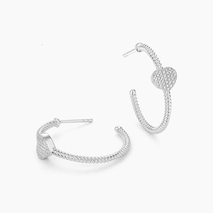 Diamond Heart Hoop Earrings