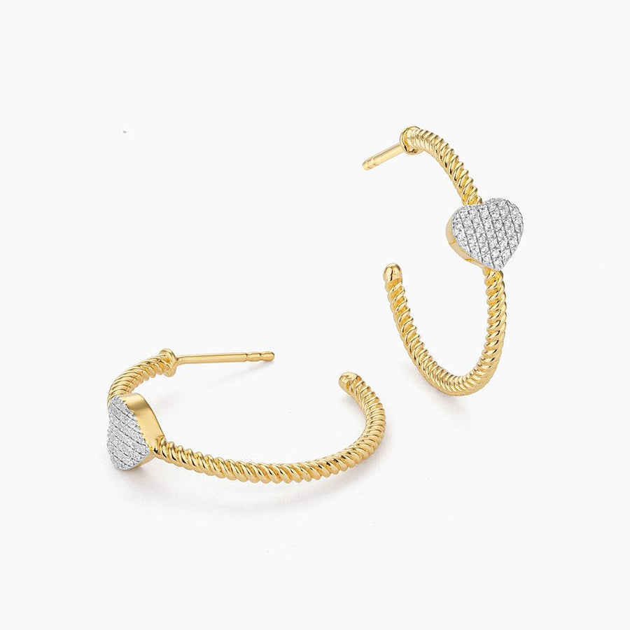 Diamond Heart Hoop Earrings