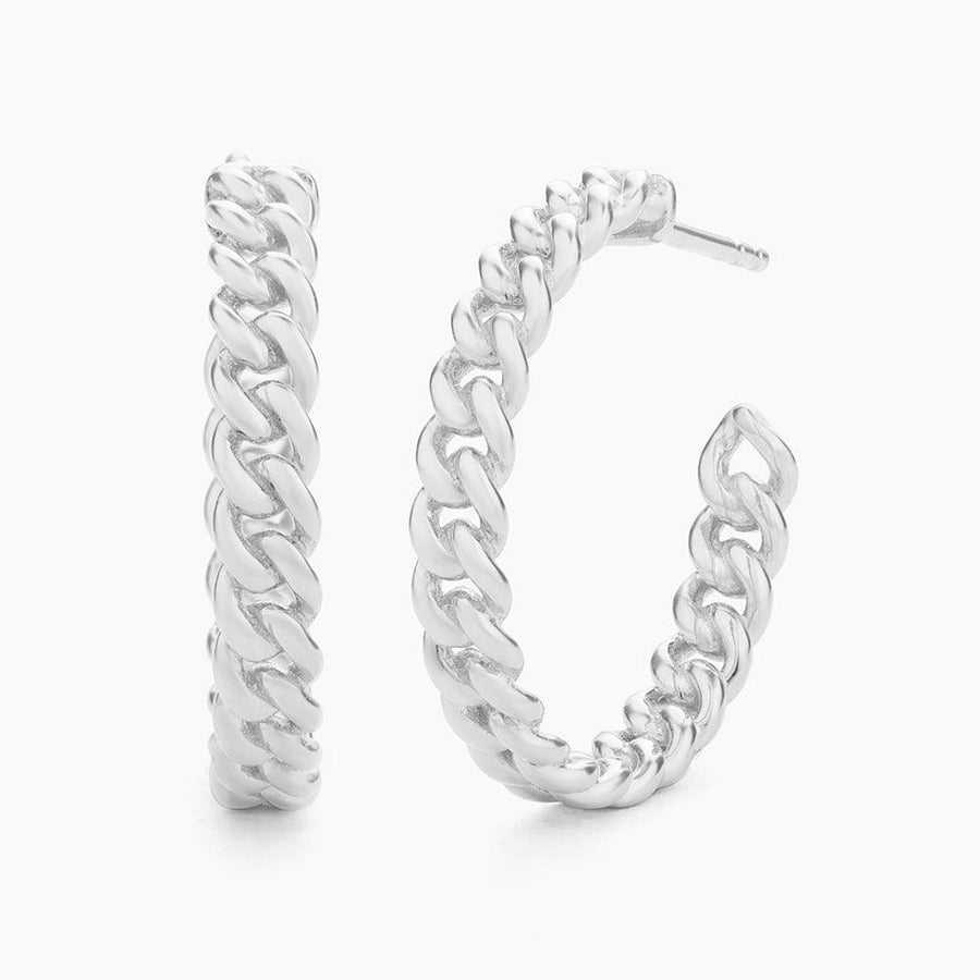 silver chain link hoop earrings