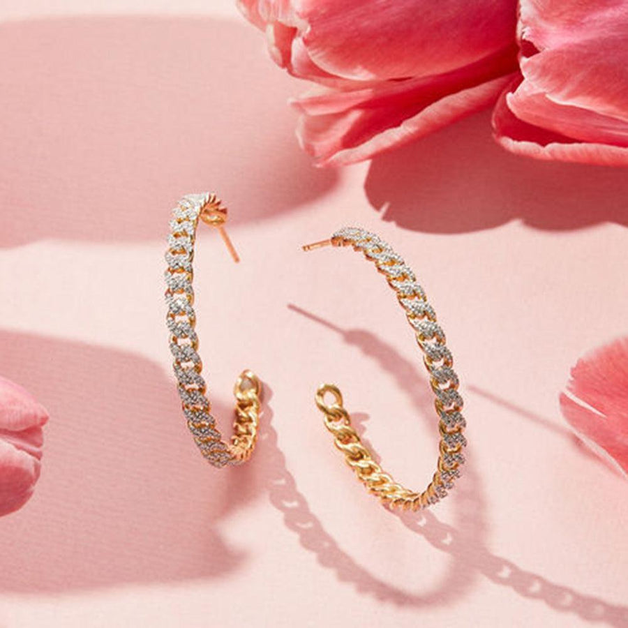 Hand In Hand Cuban Hoop Earrings