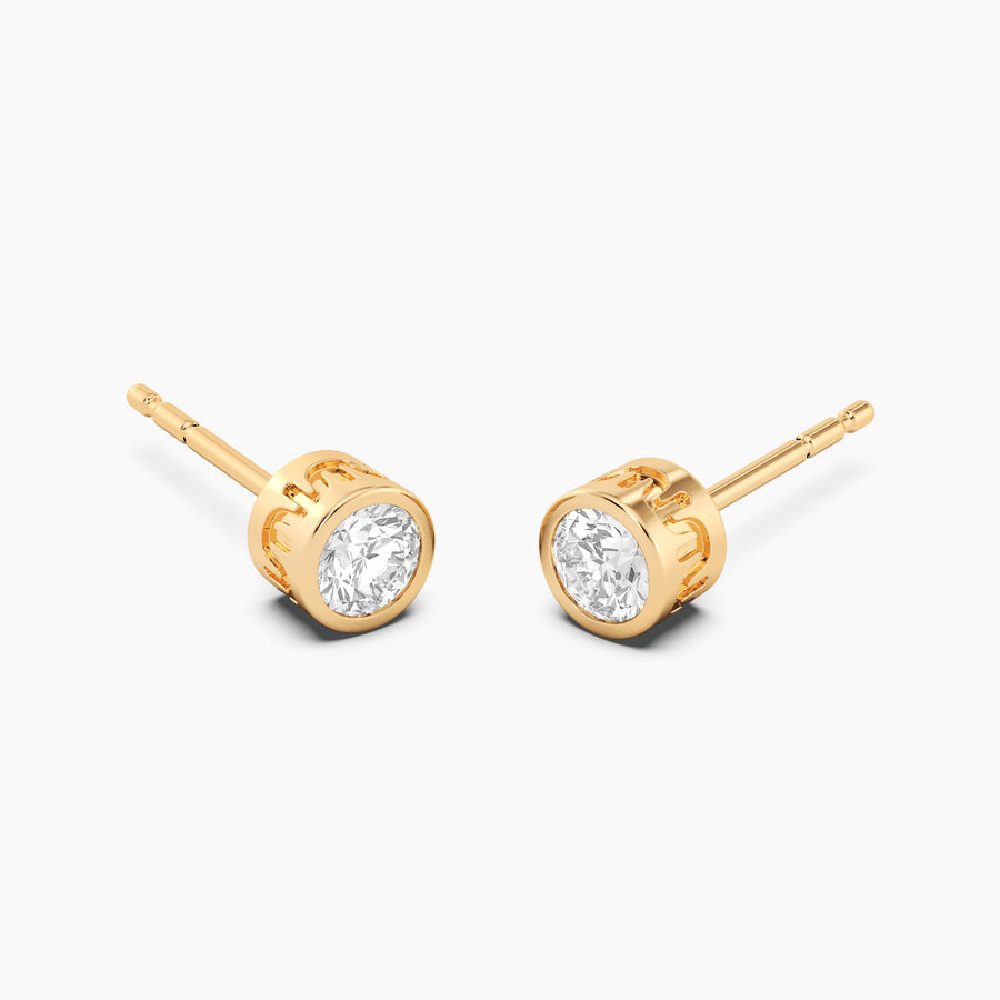 Lab-Grown 0.21 Ct Signature Bezel Stud Earrings