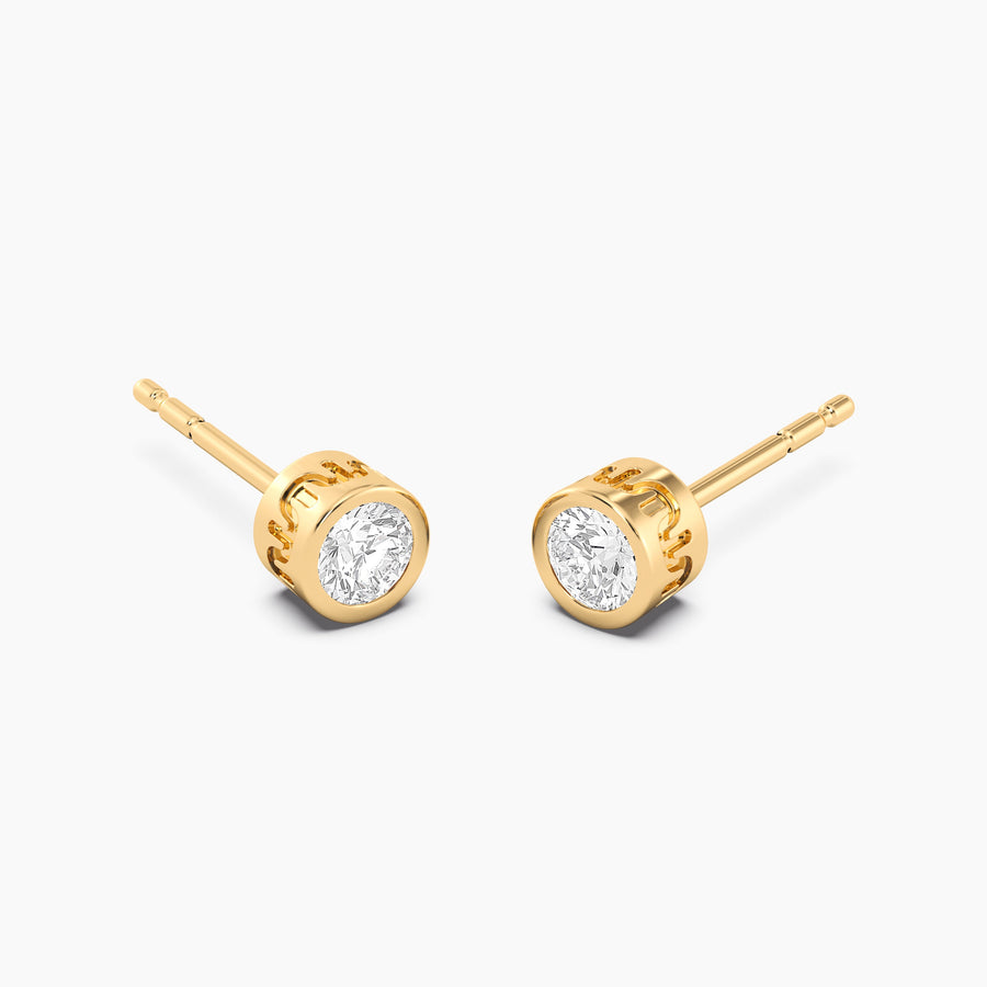 Lab-Grown 0.3 Ct Signature Bezel Stud Earrings