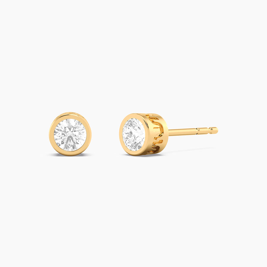Lab-Grown 0.50 Ct Signature Bezel Stud Earrings