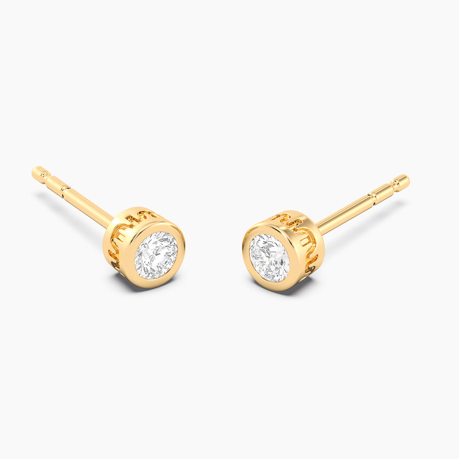 Lab-Grown 0.50 Ct Signature Bezel Stud Earrings