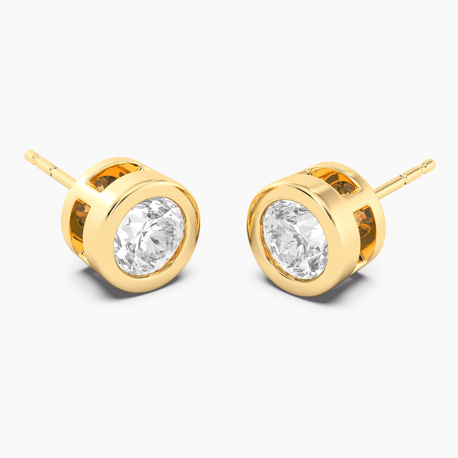 Lab-Grown 1.50 Ct Bezel Stud Earrings