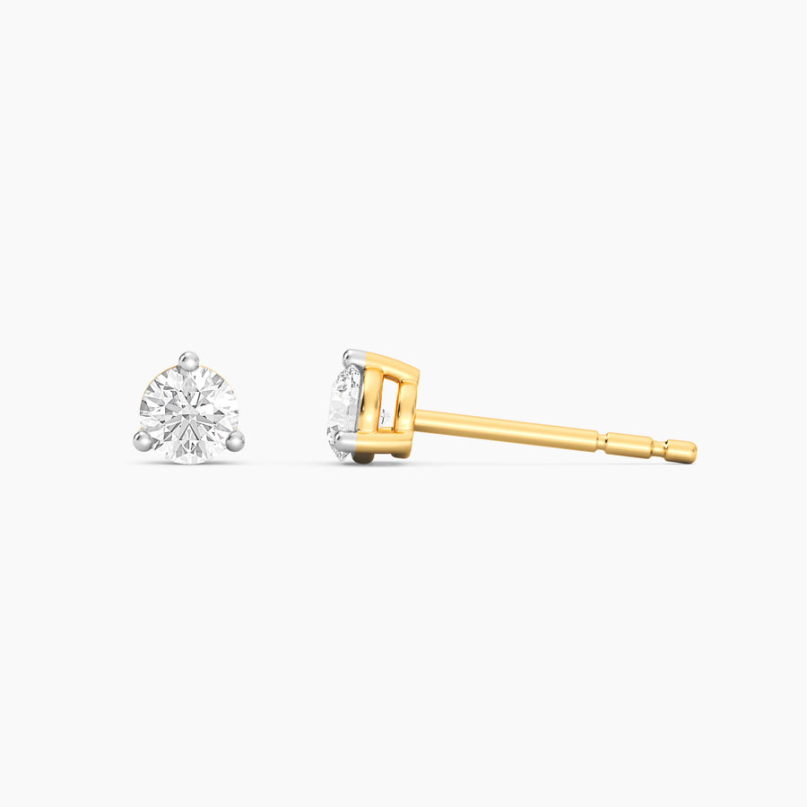 Lab-Grown 0.26 Ct Three Prong Stud Earrings