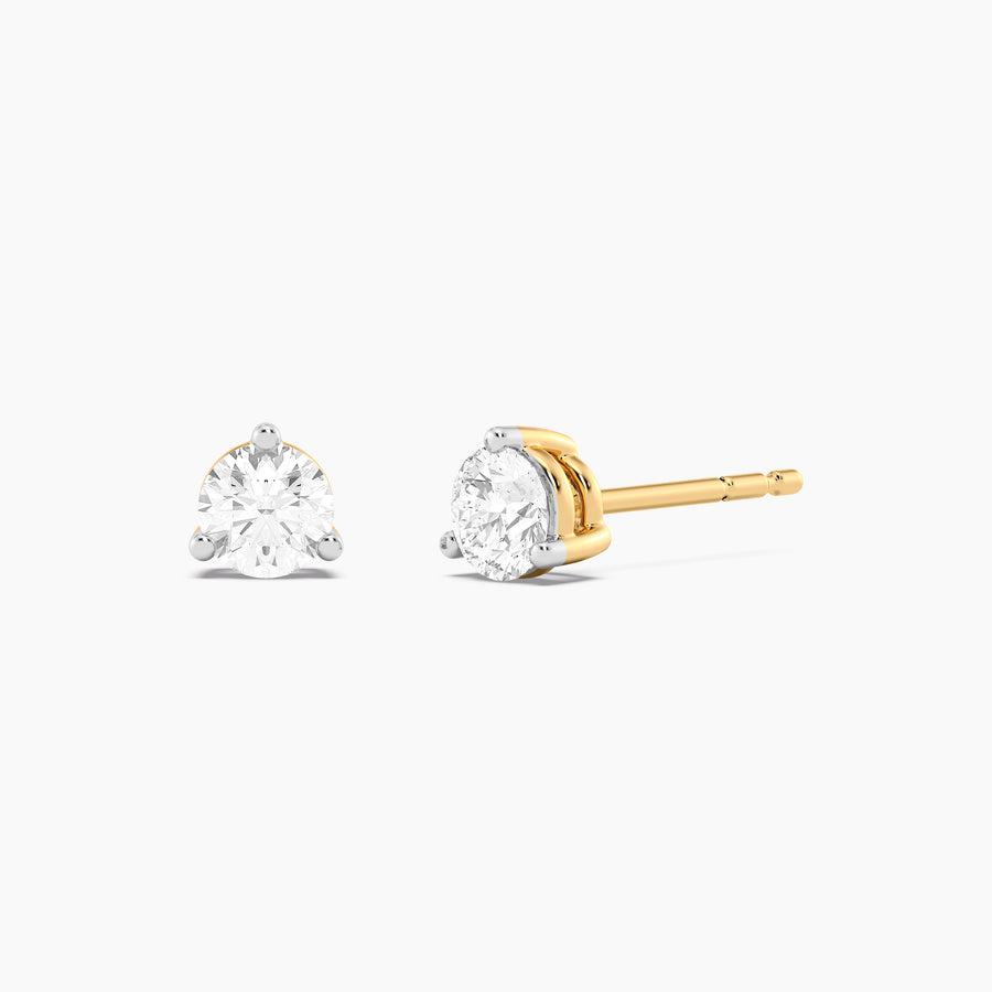 Lab-Grown 0.50 Ct Three Prong Stud Earrings