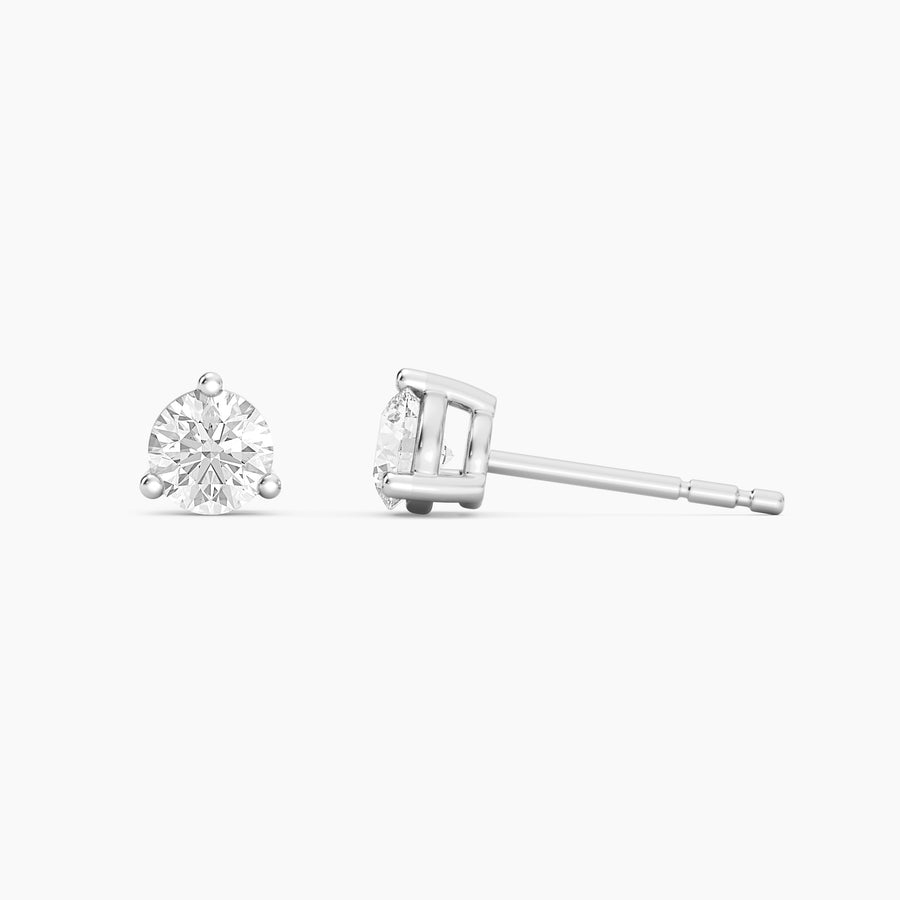 Lab-Grown 0.50 Ct Three Prong Stud Earrings