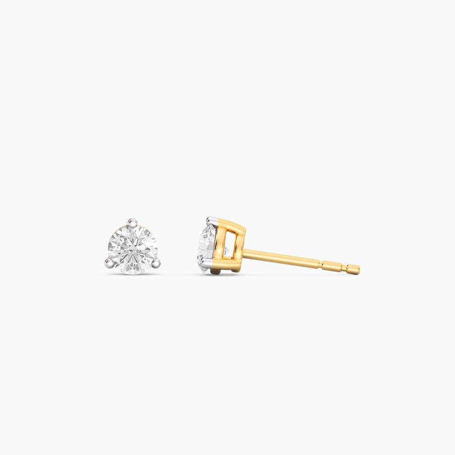 Lab-Grown 0.50 Ct Three Prong Stud Earrings