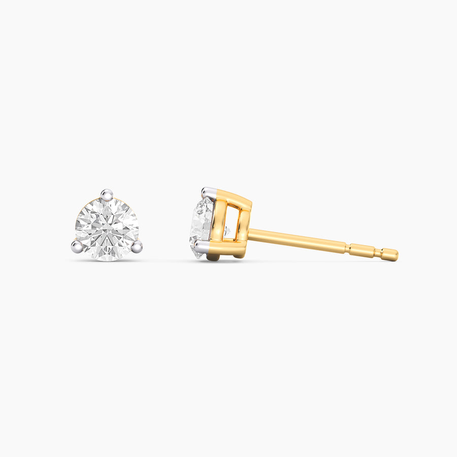 Lab-Grown 0.50 Ct Three Prong Stud Earrings