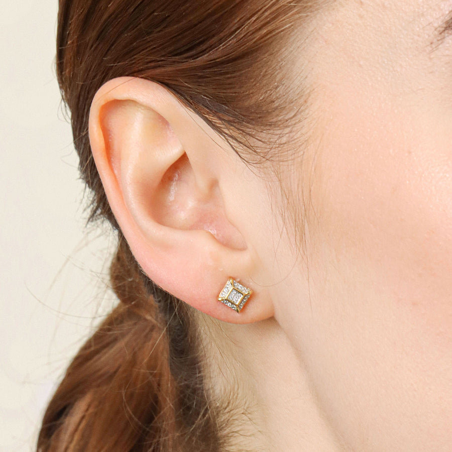 Lab-Grown Guarded Cube Stud Earrings
