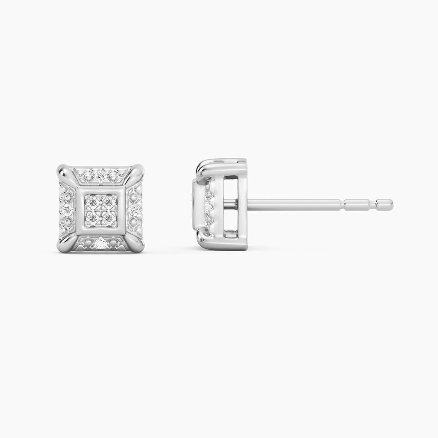 Lab-Grown Guarded Cube Stud Earrings