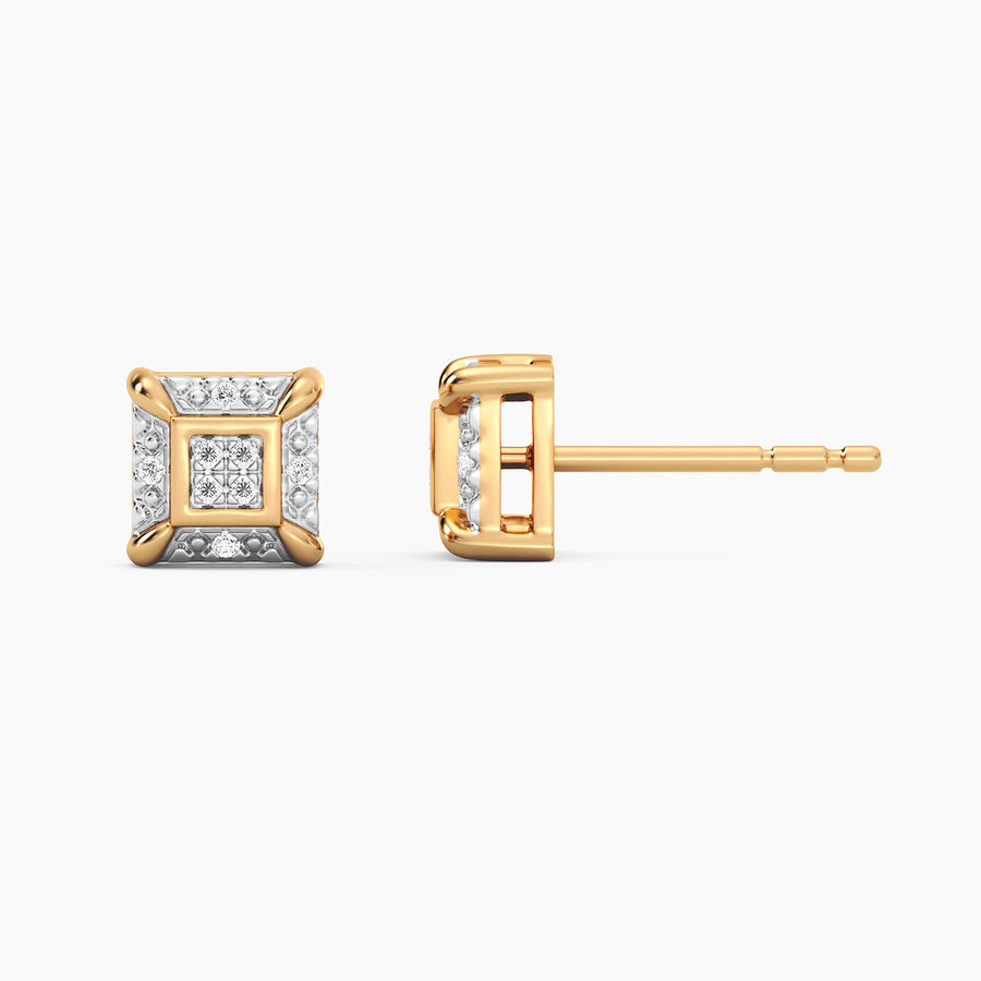 Lab-Grown Guarded Cube Stud Earrings
