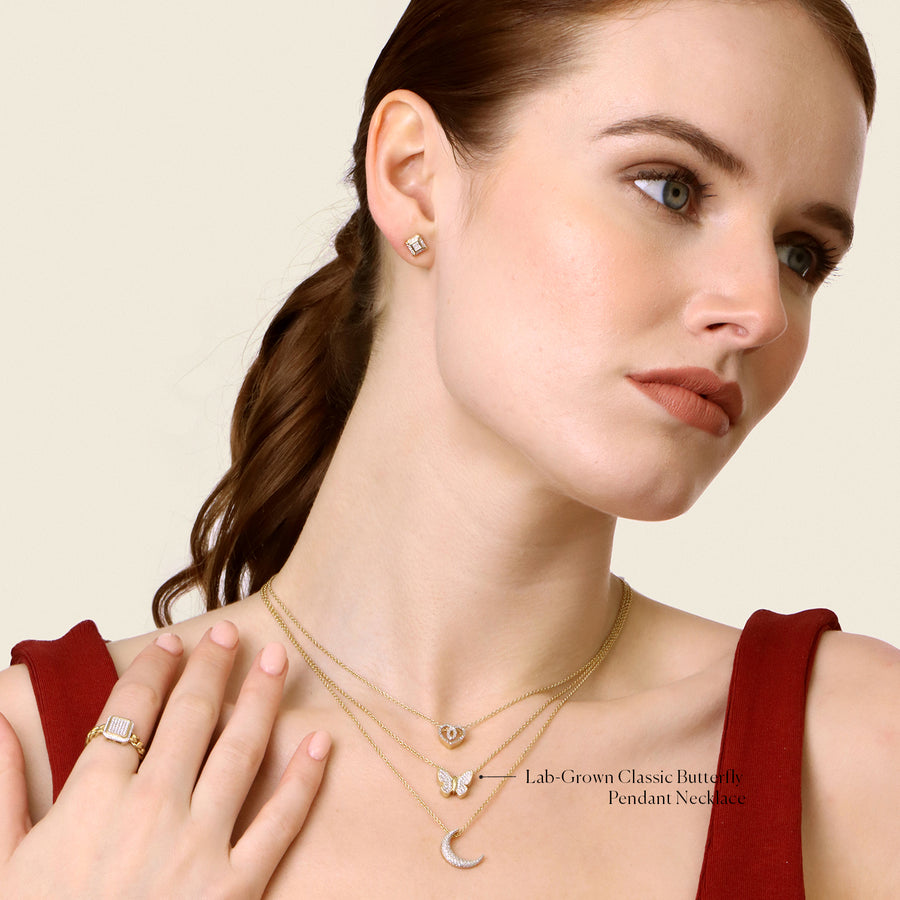 Lab-Grown Classic Butterfly Pendant Necklace