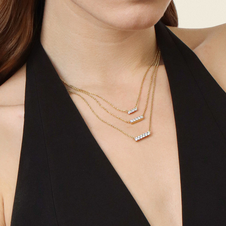 Lab-Grown 0.2 Ct Five Diamond Bar Pendant Necklace