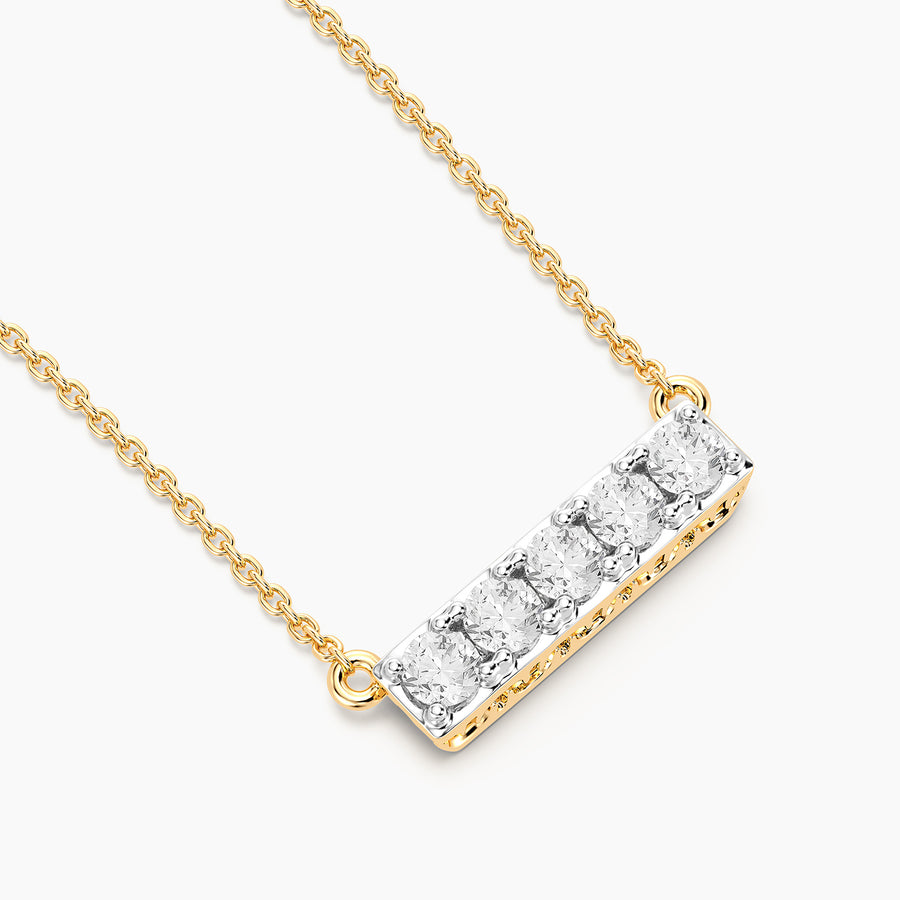 Lab-Grown 0.2 Ct Five Diamond Bar Pendant Necklace