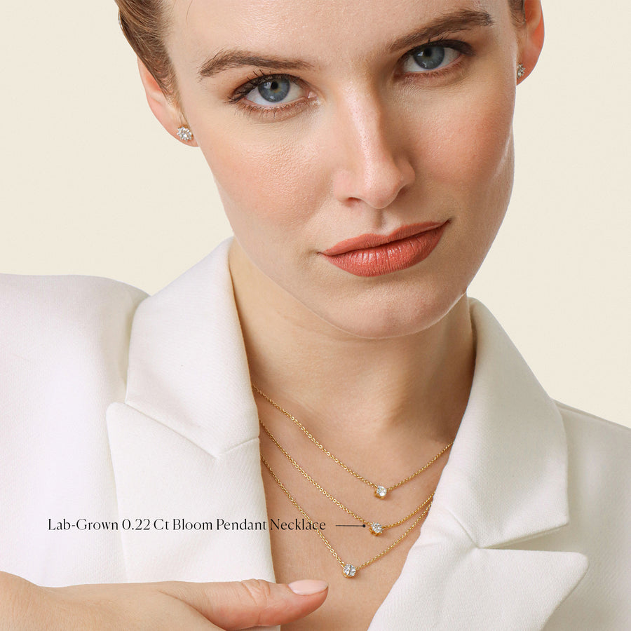 Lab-Grown 0.22 Bloom Pendant Necklace