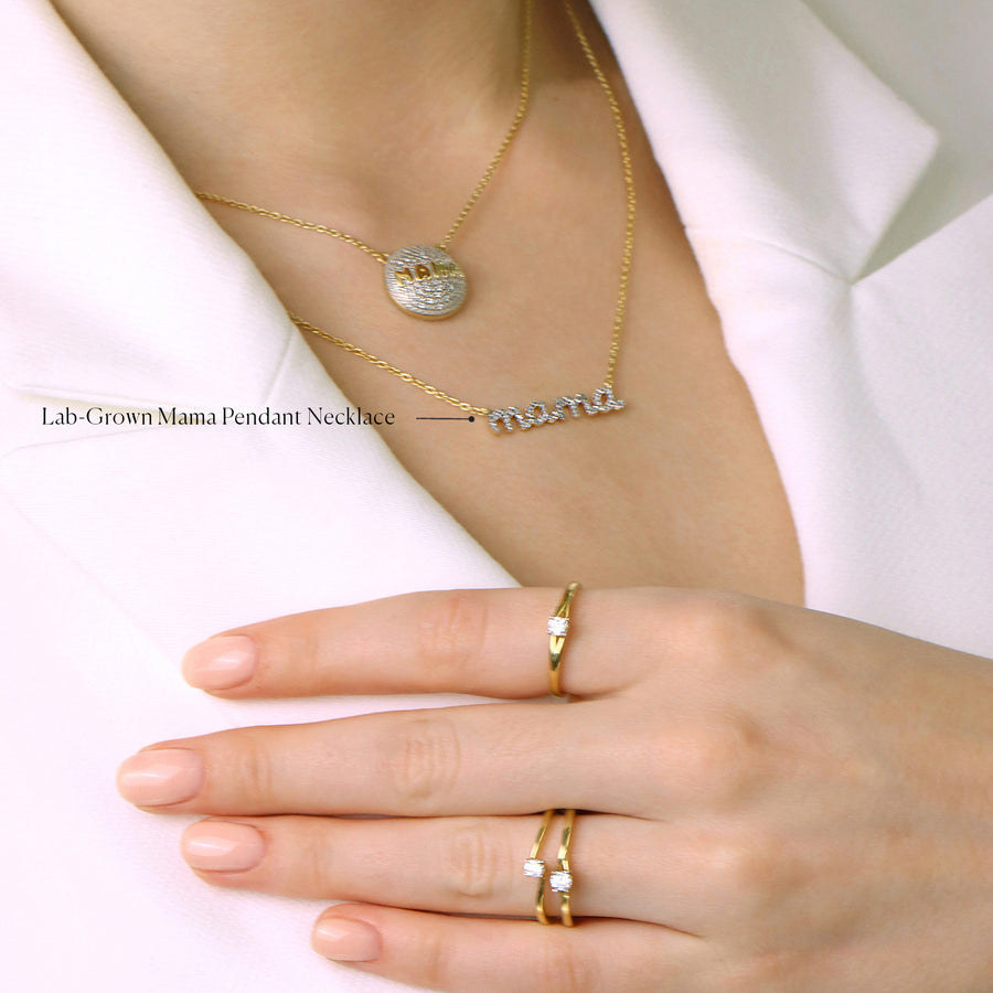Lab-Grown Mama Pendant Necklace
