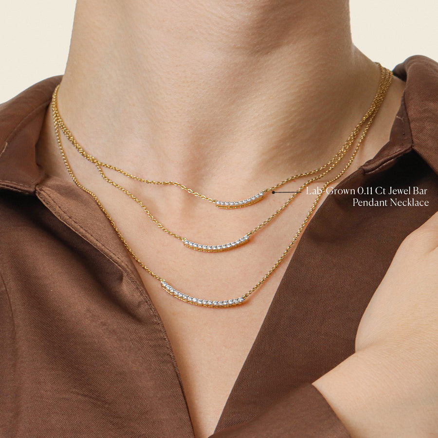 Lab-Grown 0.11 Ct Jewel Bar Pendant Necklace