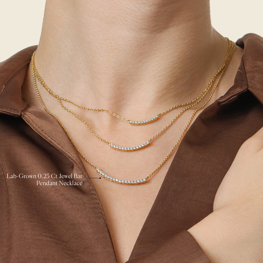 Lab-Grown 0.25 Ct Jewel Bar Pendant Necklace