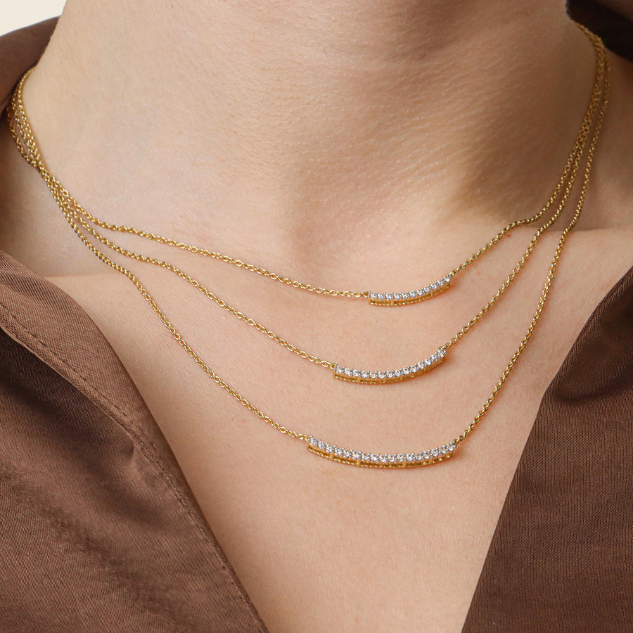 Lab-Grown 0.16 Ct Jewel Bar Pendant Necklace