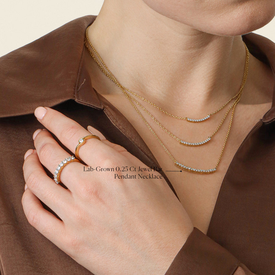 Lab-Grown 0.25 Ct Jewel Bar Pendant Necklace