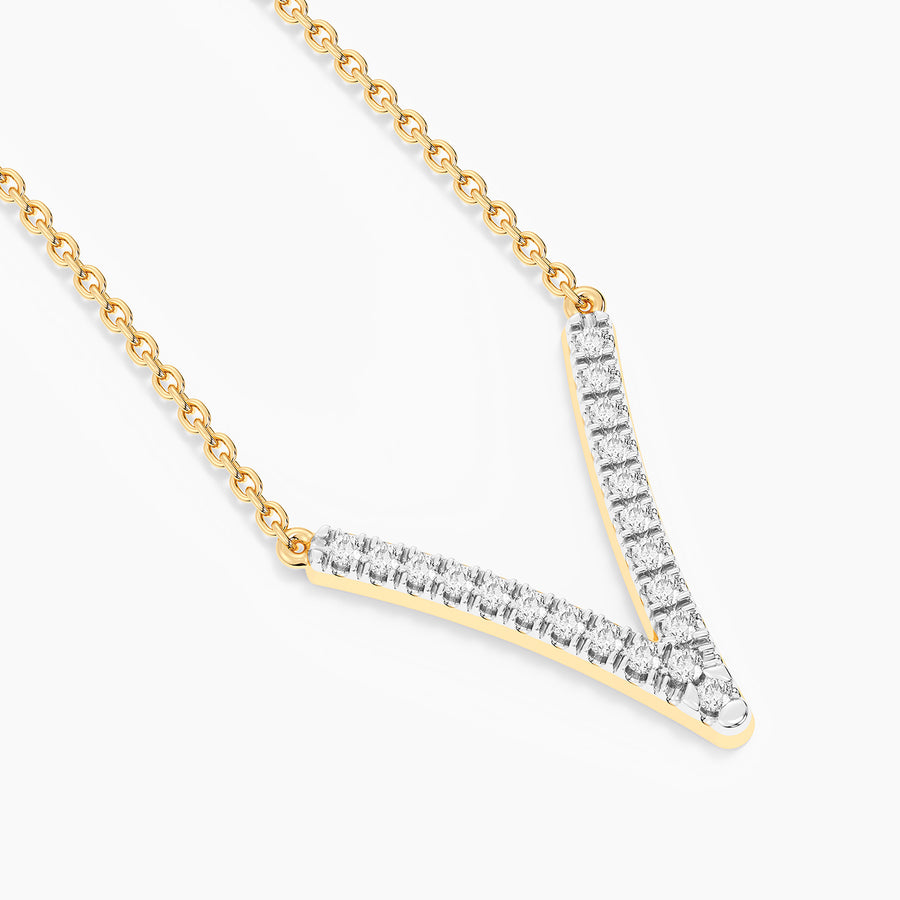 Lab-Grown Pave V Pendant Necklace