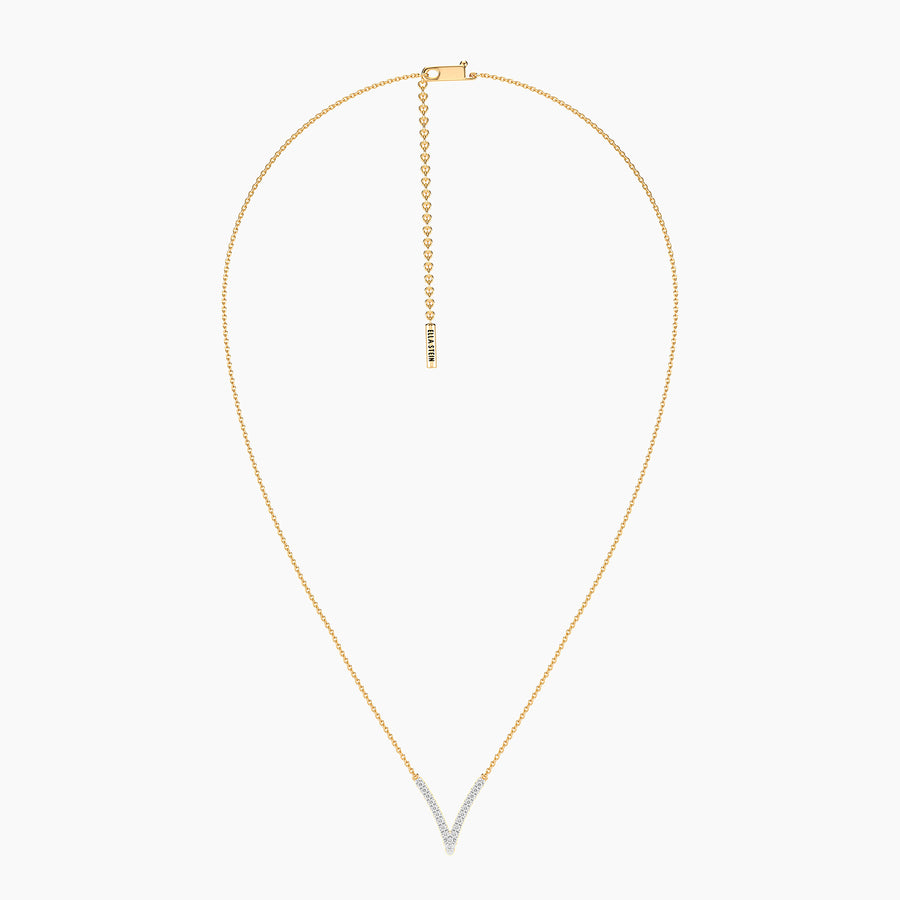 Lab-Grown Pave V Pendant Necklace
