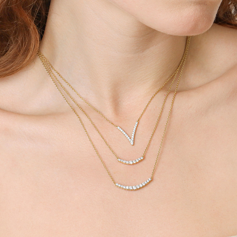 Lab-Grown Pave V Pendant Necklace
