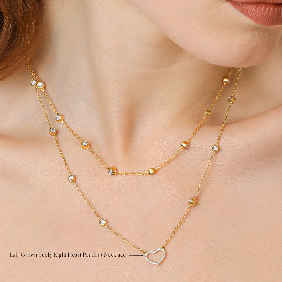 Lab-Grown Lucky Eight Heart Pendant Necklace
