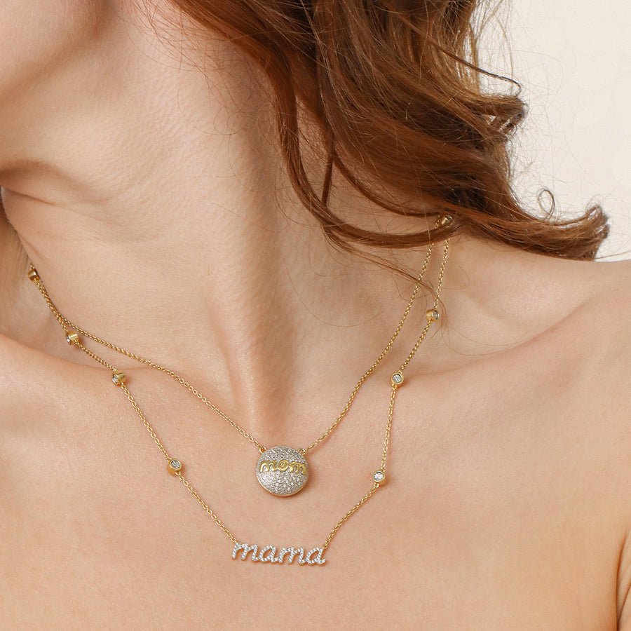 Lab-Grown Lucky Eight Mama Pendant Necklace