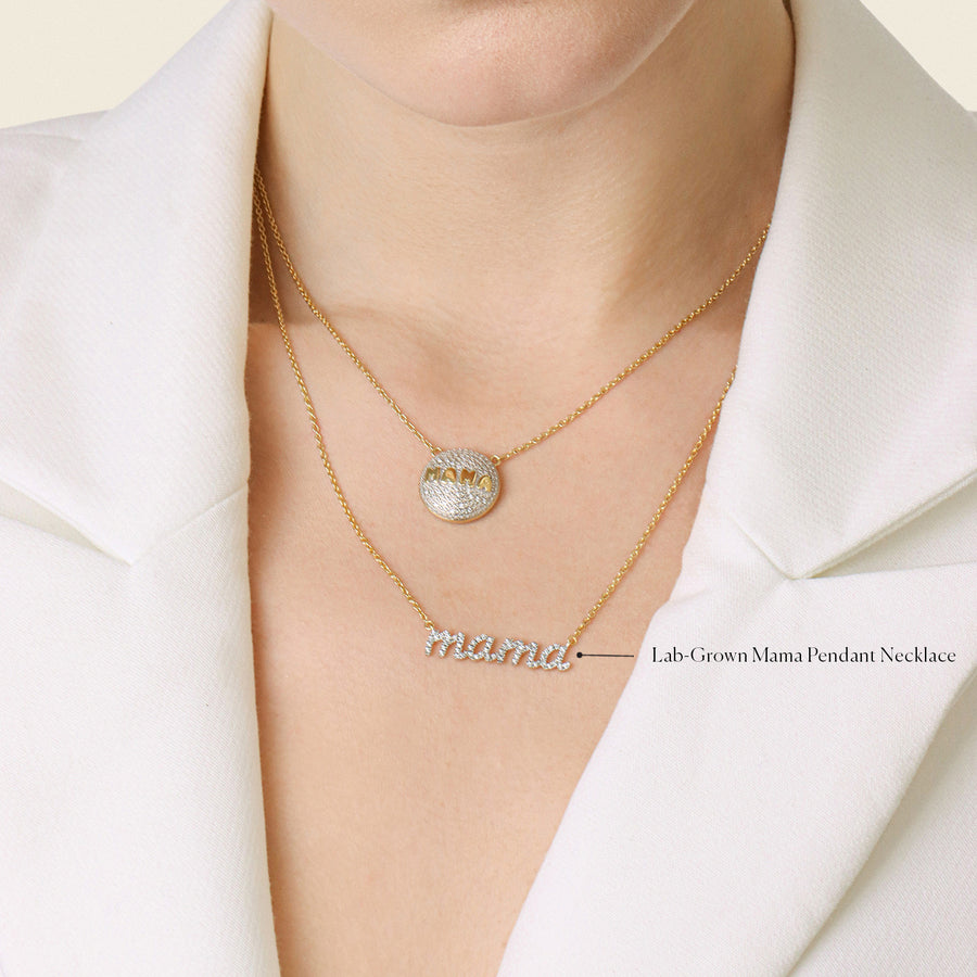 Lab-Grown Mama Pendant Necklace