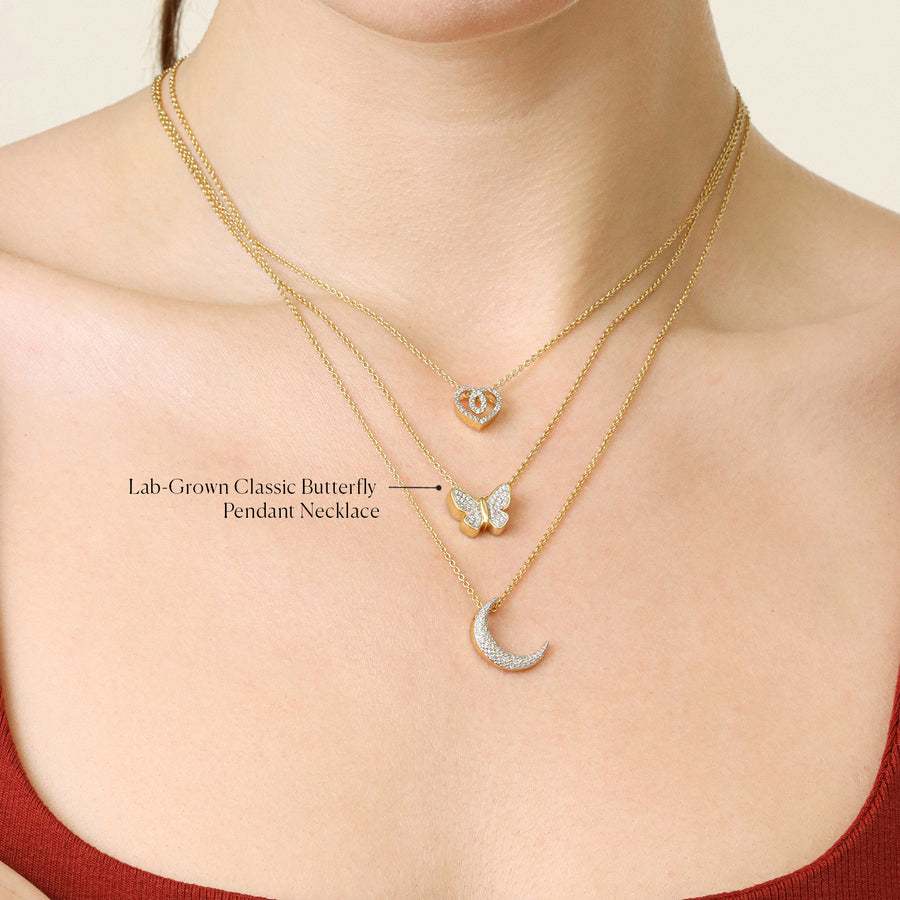 Lab-Grown Classic Butterfly Pendant Necklace