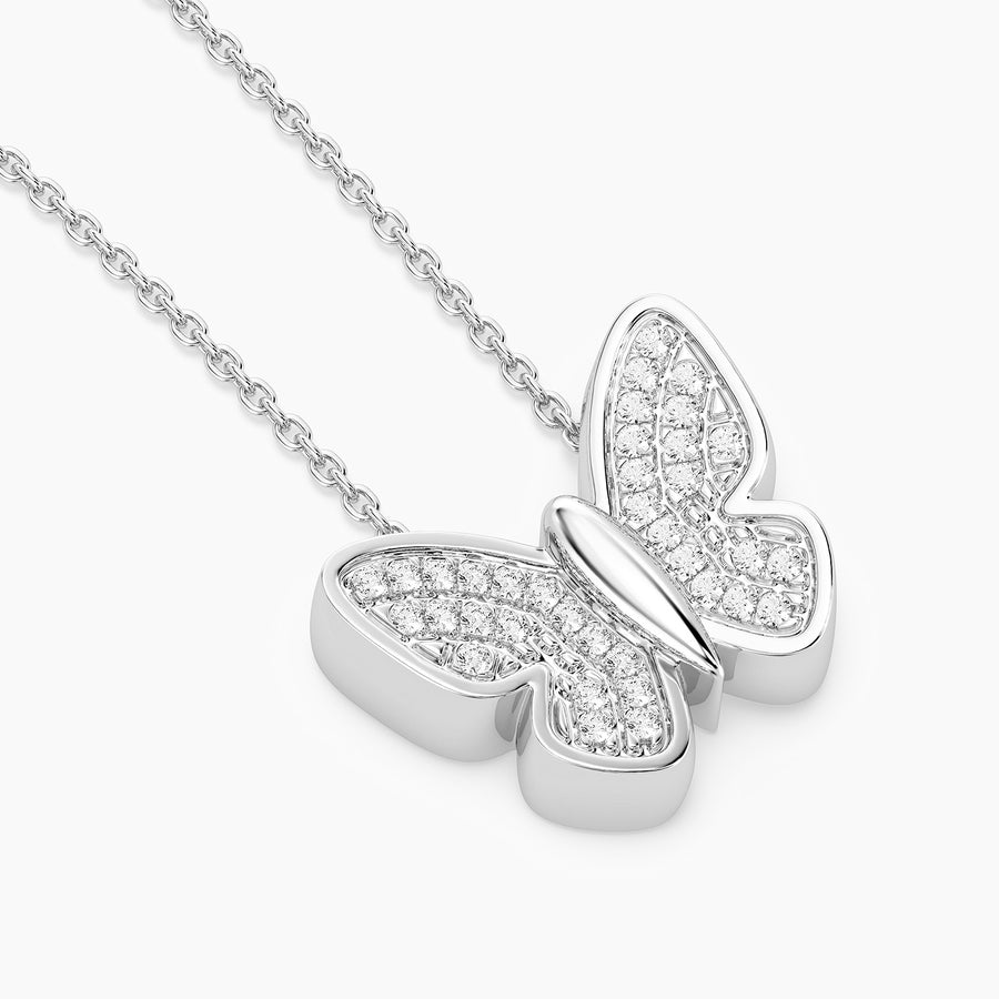 Lab-Grown Classic Butterfly Pendant Necklace