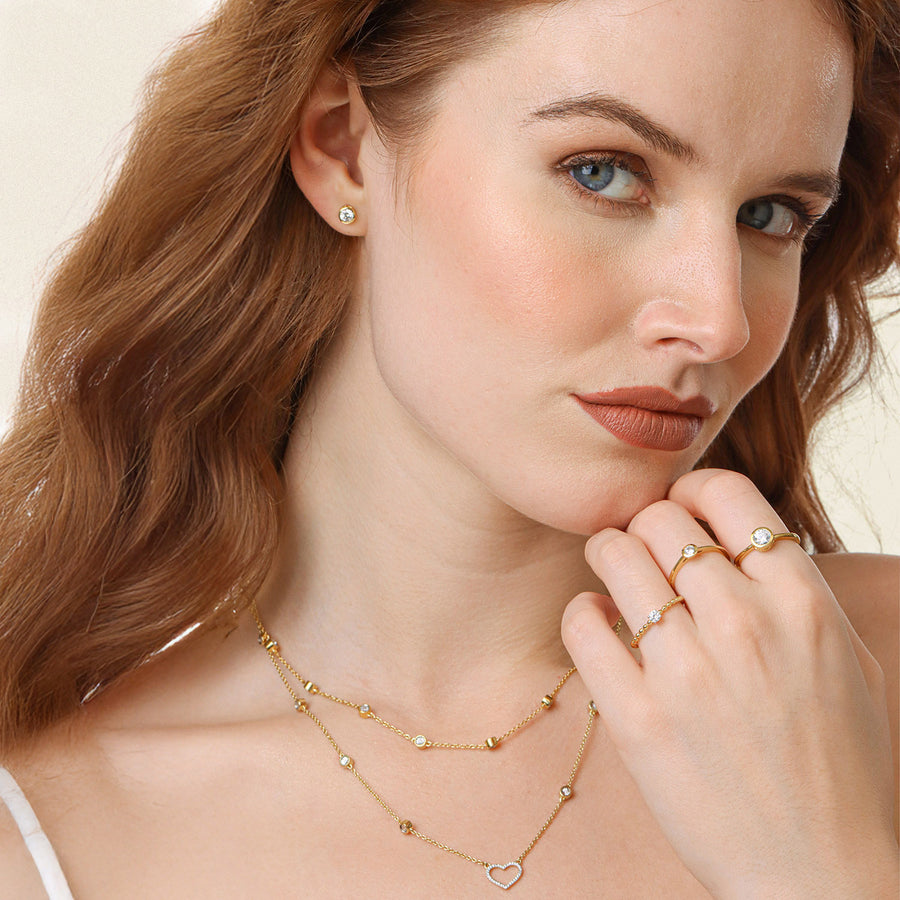 Lab-Grown 0.13 Ct Gold Solitaire Bezel Set Ring