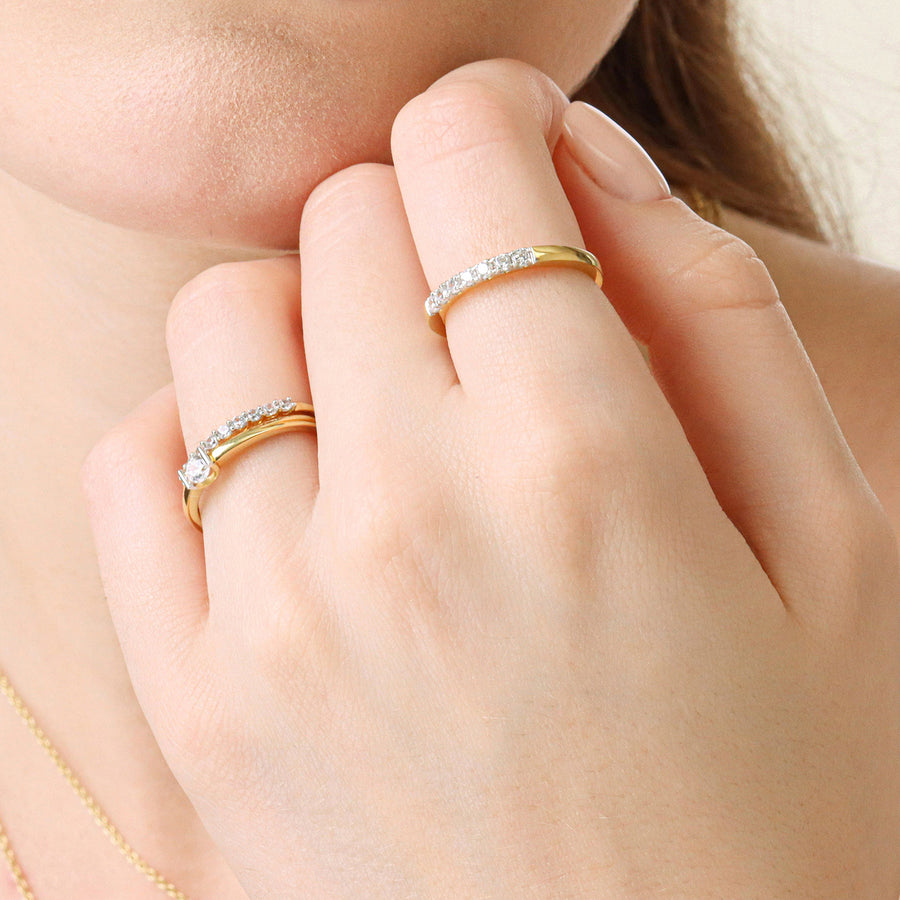 Lab-Grown 0.11 Ct Twin Bar Stackable Ring