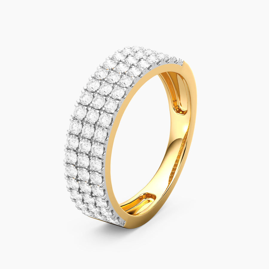 Lab-Grown Pave Triple Row Ring