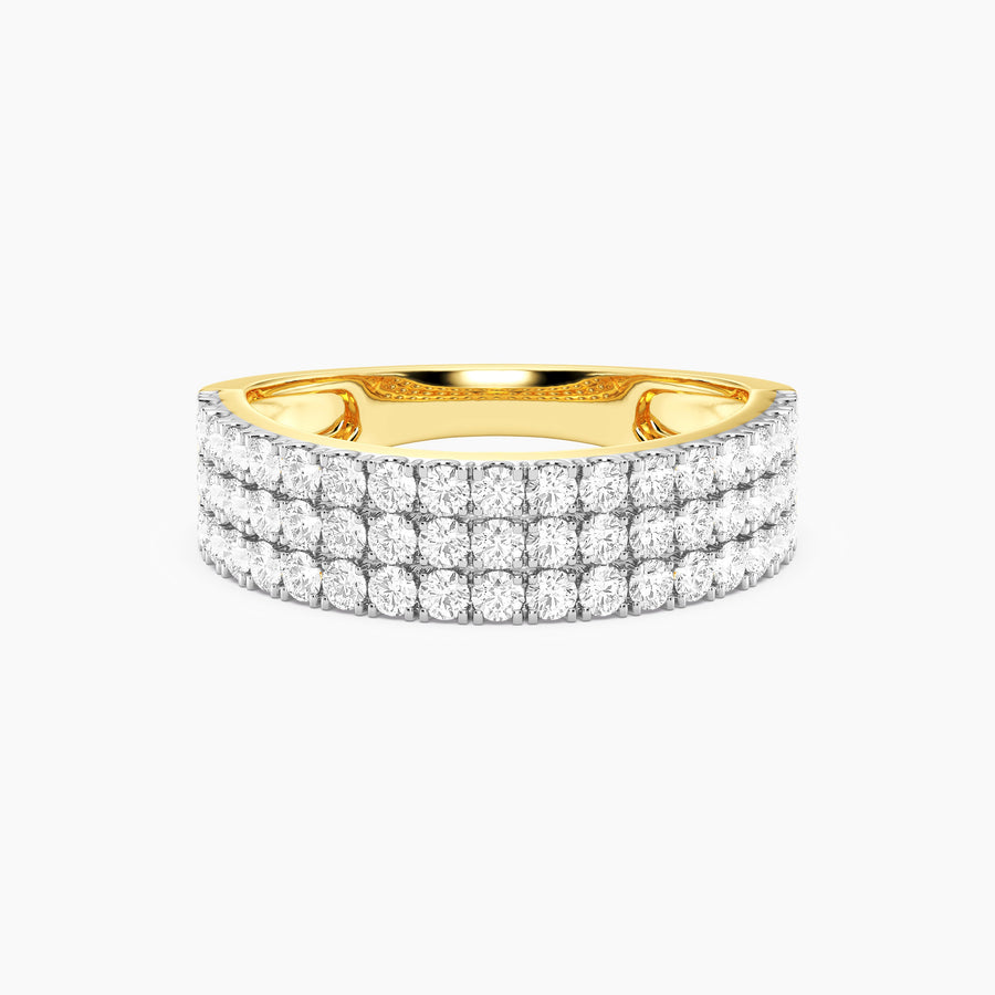 Lab-Grown Pave Triple Row Ring