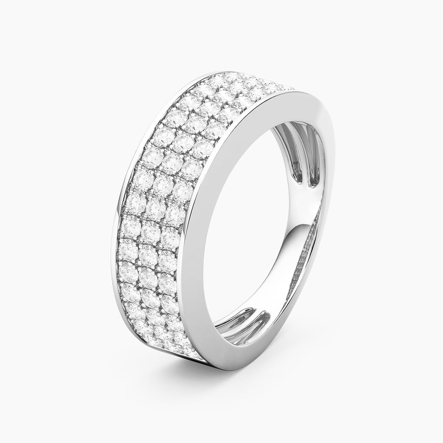 Lab-Grown  Bezel Bold Triple Row Ring