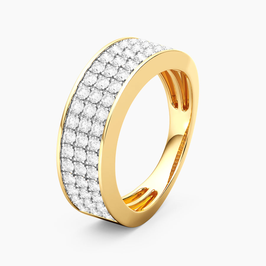 Lab-Grown  Bezel Bold Triple Row Ring